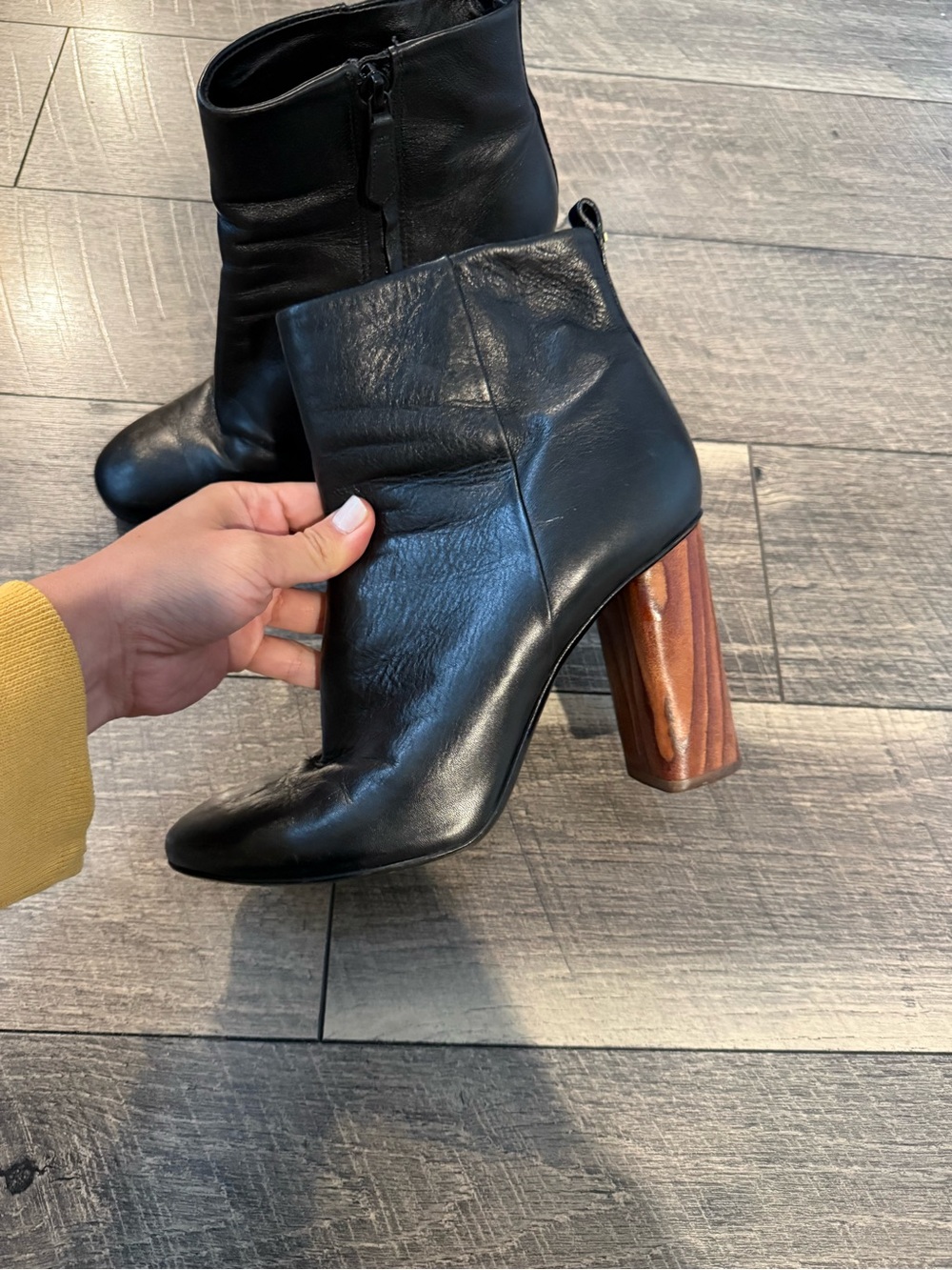Tory Burch Leather Block Heel Booties - Picture 2 of 7